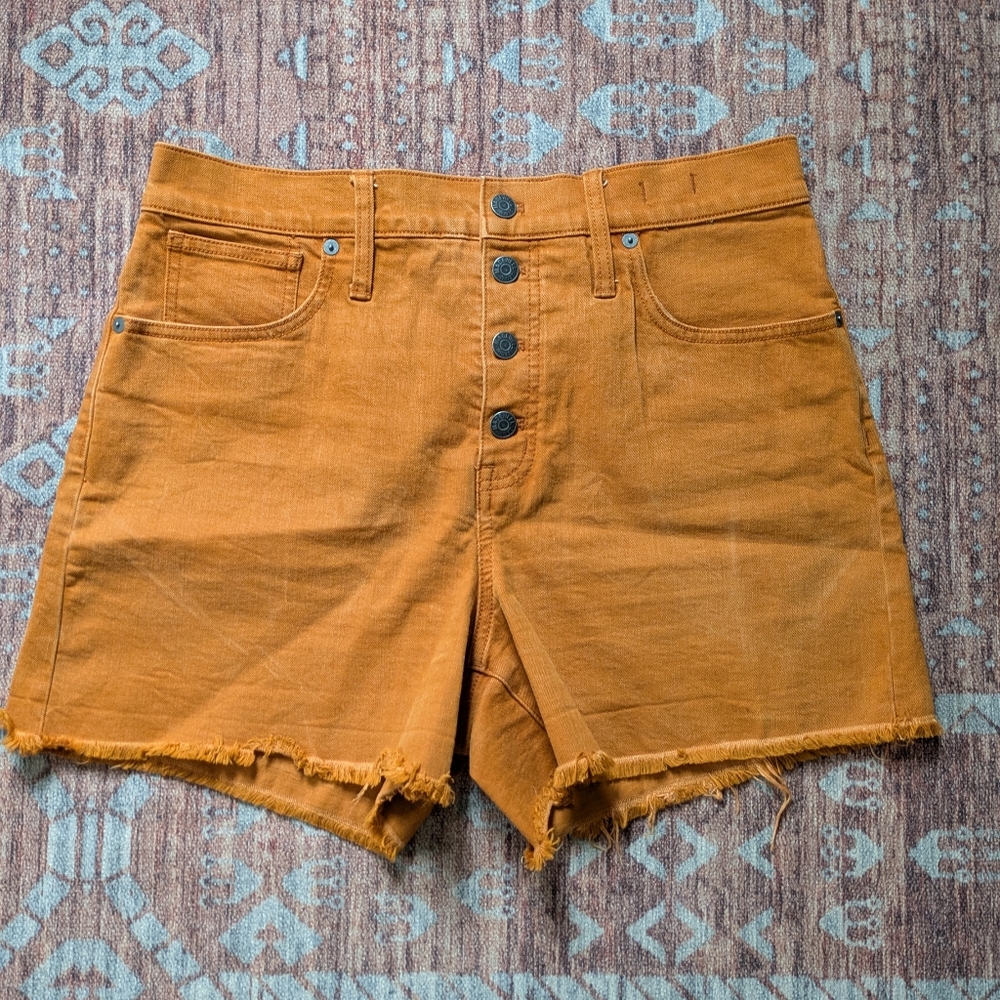 Madewell High-rise Denim Shorts Burnt Orange Size 29 Button Closure
